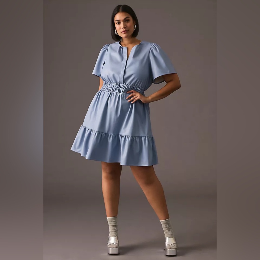 NWT The Somerset Mini Dress – Faux Leather – Blue – Plus Size 3X